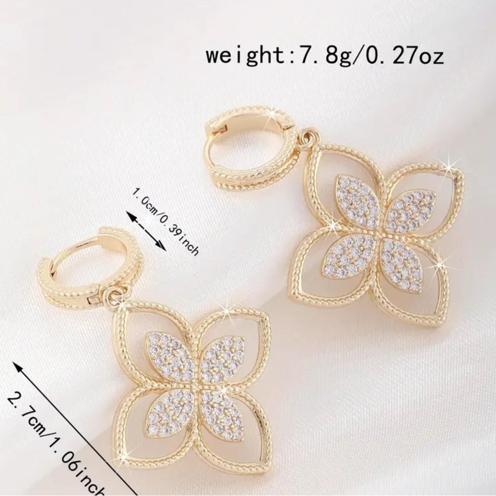 Gold Petal Earrings - Picture 2 of 2